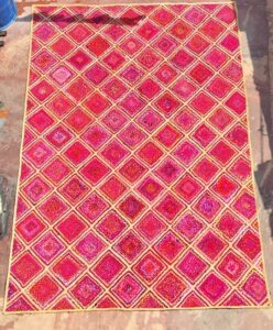 sonia collections 3 Red Diamond Jute Rug – Handwoven Geometric Mat | Sonia Collections™