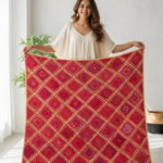 Red Diamond Jute Rug – Handwoven Geometric Mat | Sonia Collections™