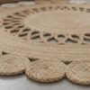 Round Natural Jute Rug – Floral Scalloped Charm for Cozy Interiors