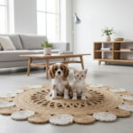 Round Natural Jute Rug – Floral Scalloped Charm for Cozy Interiors