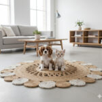 Round Natural Jute Rug – Floral Scalloped Charm for Cozy Interiors