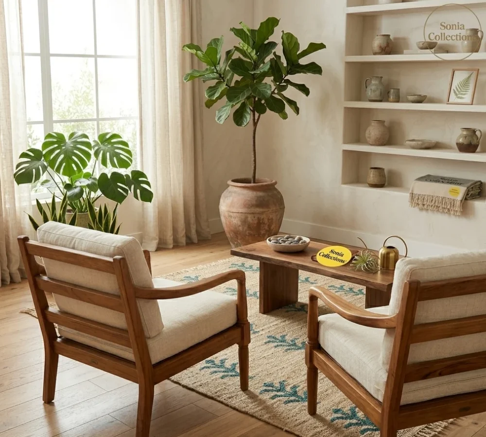 Handcrafted Jute Rug with Leaf Motifs | Sonia Collections™