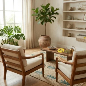 Handcrafted Jute Rug with Leaf Motifs | Sonia Collections™