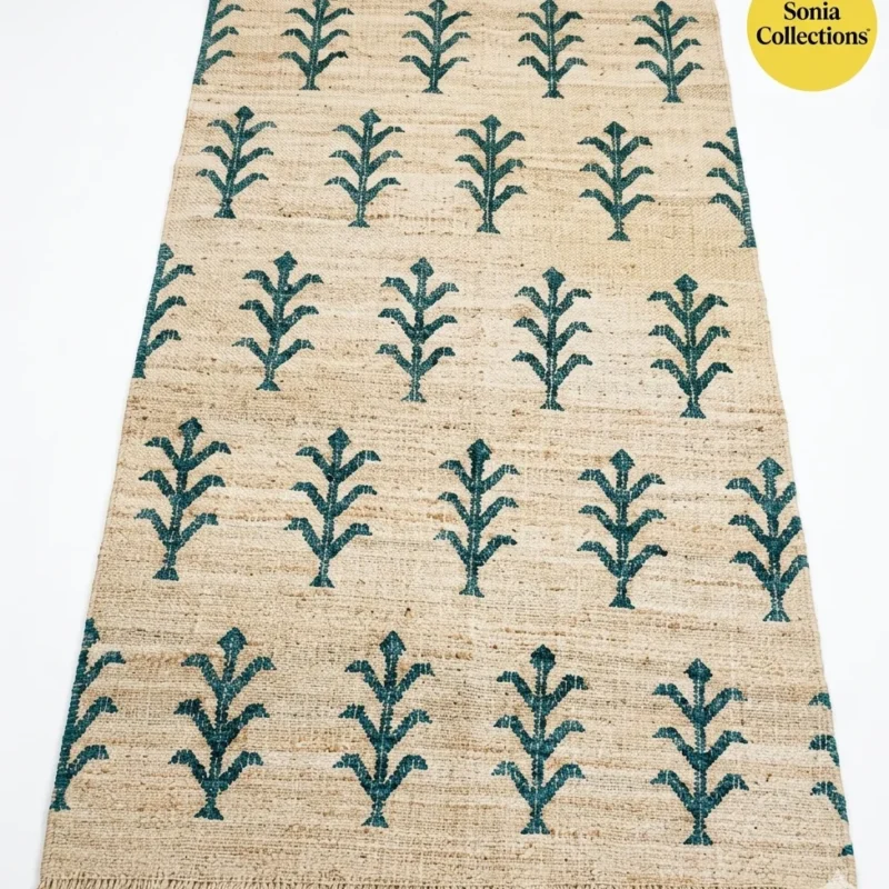 Handcrafted Jute Rug with Leaf Motifs | Sonia Collections™
