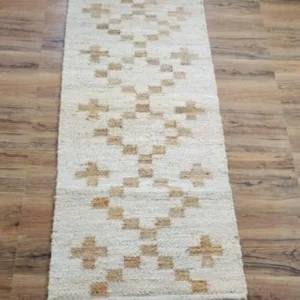 Handloom Jute Cotton Floor Mat – Beige & Cream Geometric | Sonia Collections™