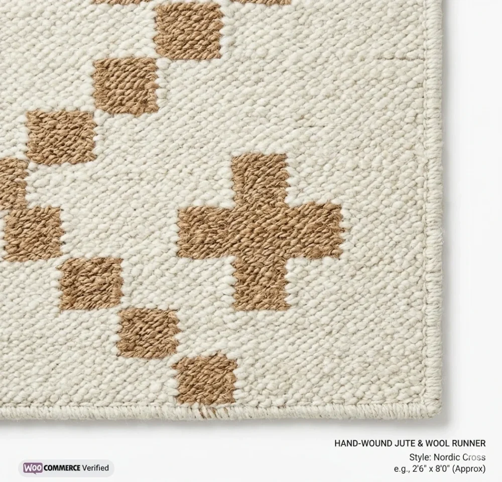Handloom Jute Cotton Floor Mat – Beige & Cream Geometric | Sonia Collections™