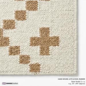 Handloom Jute Cotton Floor Mat – Beige & Cream Geometric | Sonia Collections™