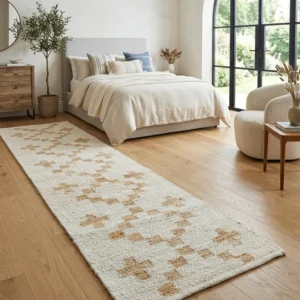 Handloom Jute Cotton Floor Mat – Beige & Cream Geometric | Sonia Collections™