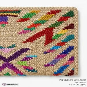 Handloom Jute Cotton Rug – Vibrant Geometric Multicolor | Sonia Collections™