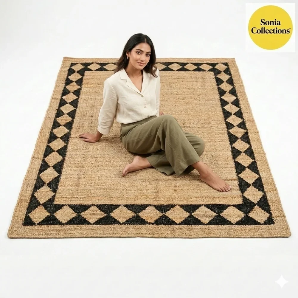 Handloom Jute Rug – Eco-Friendly Boho Farmhouse Area Rug (USA Shipping)