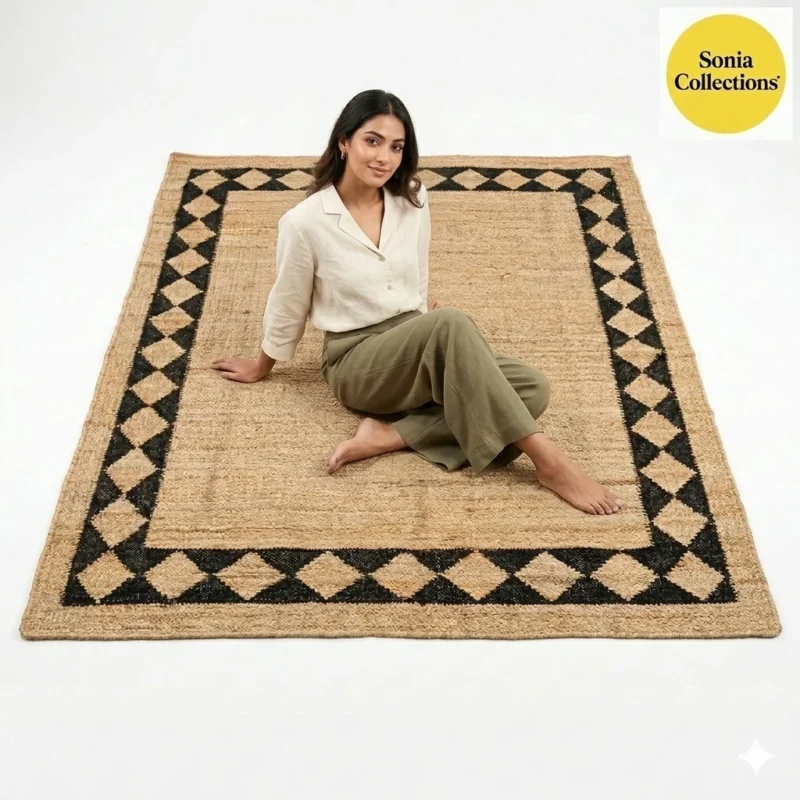 Handloom Jute Rug – Eco-Friendly Boho Farmhouse Area Rug (USA Shipping)