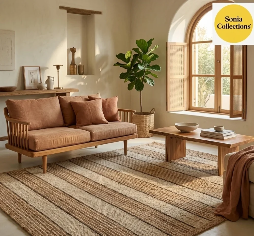 Handloom Jute Rug – Eco‑Friendly Boho Farmhouse Area Rug (USA Shipping)