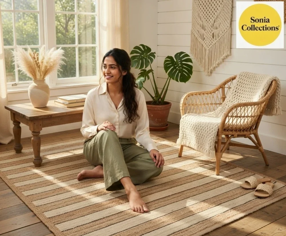 Handloom Jute Rug – Eco‑Friendly Boho Farmhouse Area Rug (USA Shipping)