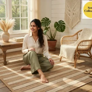 Handloom Jute Rug – Eco‑Friendly Boho Farmhouse Area Rug (USA Shipping)