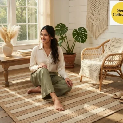 Handloom Jute Rug – Eco‑Friendly Boho Farmhouse Area Rug (USA Shipping)