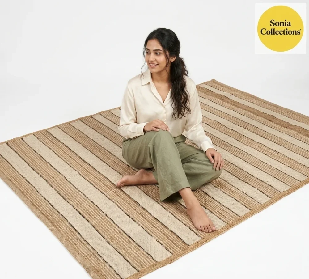 Handloom Jute Rug – Eco‑Friendly Boho Farmhouse Area Rug (USA Shipping)