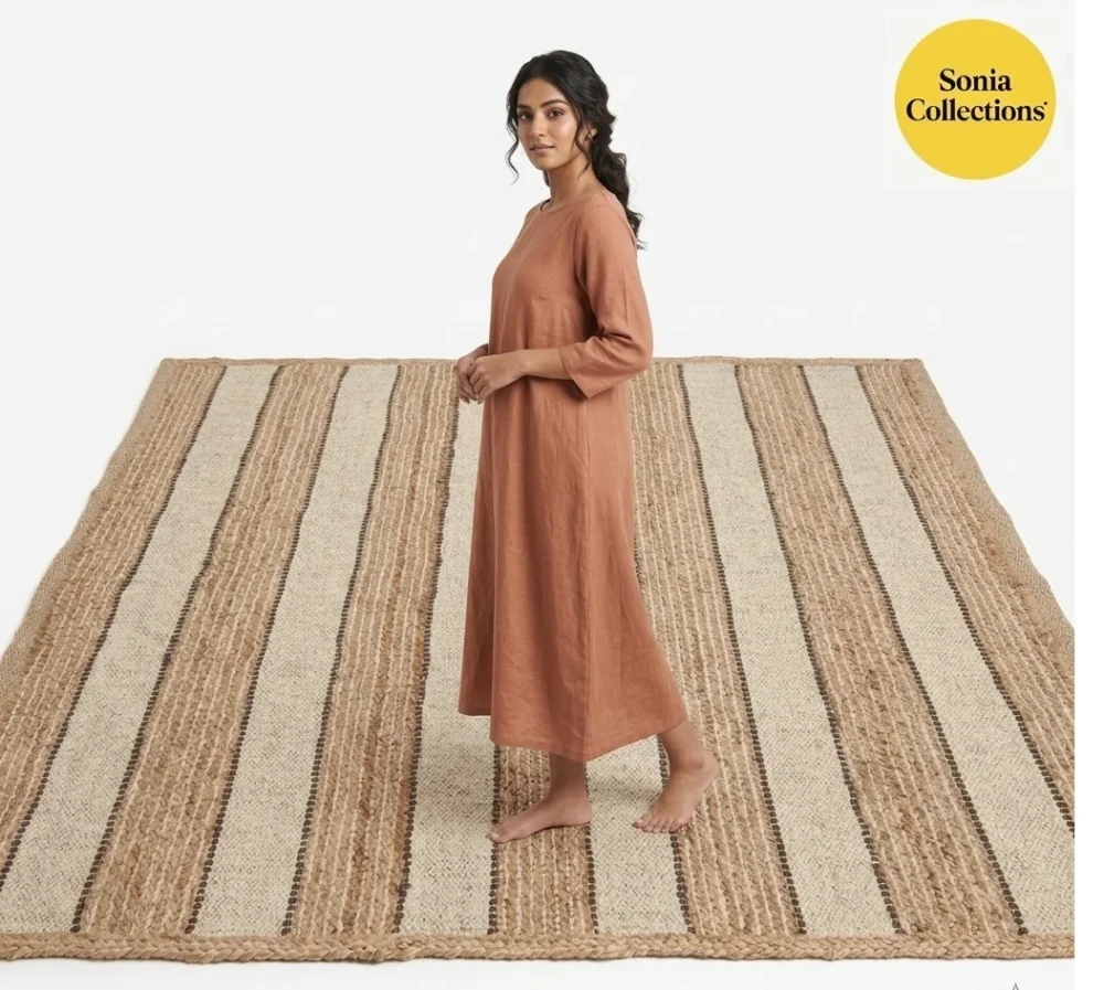 Handloom Jute Rug – Eco‑Friendly Boho Farmhouse Area Rug (USA Shipping)