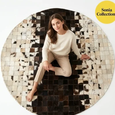 Handmade Cowhide Leather Rug USA – Luxury Patchwork Area Rug