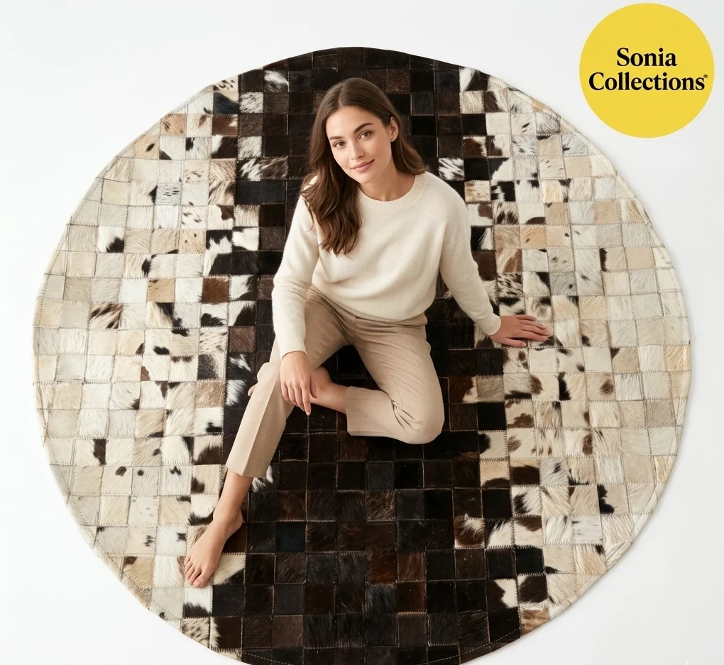 Handmade Cowhide Leather Rug USA – Luxury Patchwork Area Rug