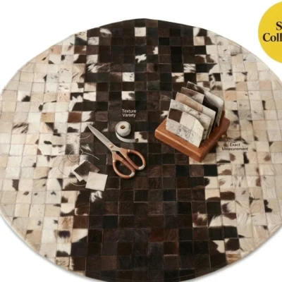 Handmade Cowhide Leather Rug USA – Luxury Patchwork Area Rug