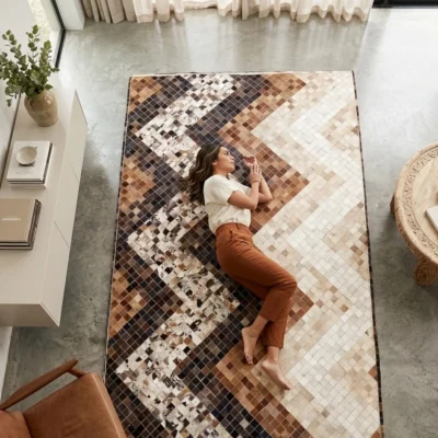 Handmade Leather Rugs – Premium Artisan Quality for USA Homes16 “Handmade Leather Rug from India – Sonia Collections™ | Modern Home Decor USA”