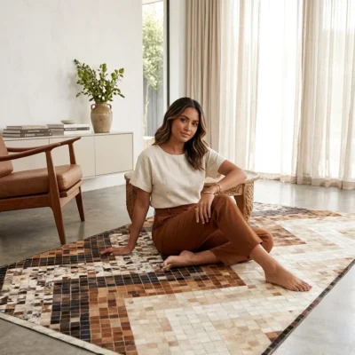 Handmade Leather Rugs – Premium Artisan Quality for USA Homes17 “Handmade Leather Rug from India – Sonia Collections™ | Modern Home Decor USA”