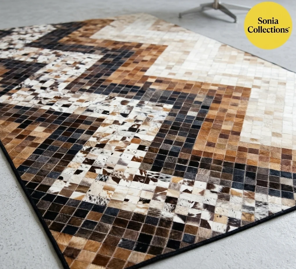 Handmade Leather Rugs – Premium Artisan Quality for USA Homes2 “Handmade Leather Rug from India – Sonia Collections™ | Modern Home Decor USA”
