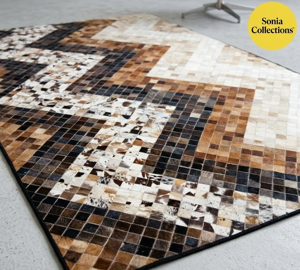 Handmade Leather Rugs – Premium Artisan Quality for USA Homes3 “Handmade Leather Rug from India – Sonia Collections™ | Modern Home Decor USA”
