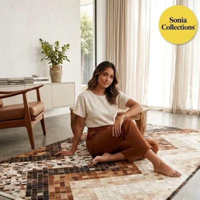 Handmade Leather Rugs – Premium Artisan Quality for USA Homes44 “Handmade Leather Rug from India – Sonia Collections™ | Modern Home Decor USA”