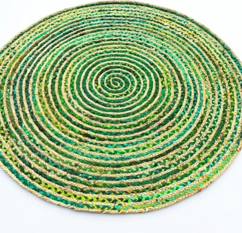 SONIA COLLECTIONS GREN ROUND RUG 3 Handmade Multicolor Jute Rug – Eco‑Friendly & Export Ready | Sonia Collections™