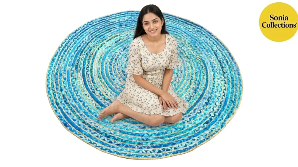 Handmade Multicolor Jute Rug – Eco‑Friendly Export Quality | Sonia Collections™ USA