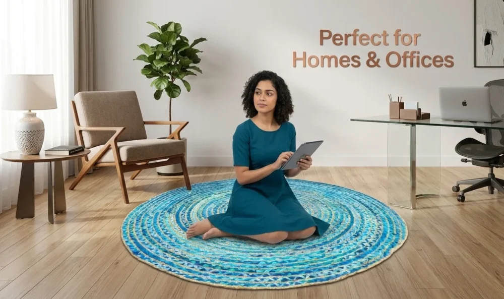 Handmade Multicolor Jute Rug – Eco‑Friendly Export Quality | Sonia Collections™ USA