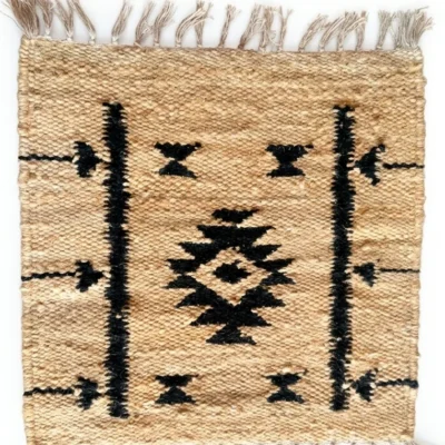 Sonia Collections™ handwoven jute rug with geometric design. Eco‑friendly, durable, artisan‑made décor.1 Sonia Collections™ Handwoven Jute Rug | Eco‑Friendly Geometric Design