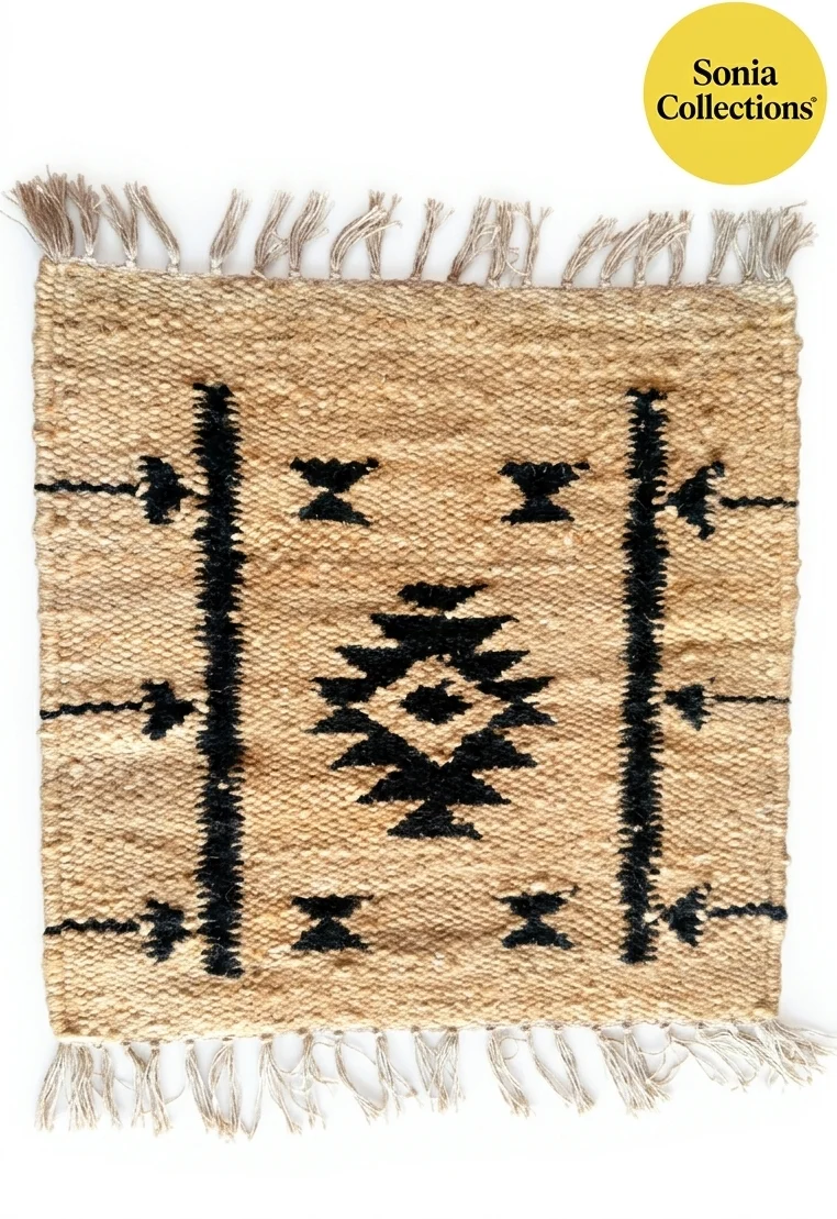Sonia Collections™ Handwoven Jute Rug | Eco‑Friendly Geometric Design