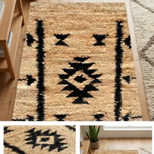 Sonia Collections™ Handwoven Jute Rug | Eco‑Friendly Geometric Design