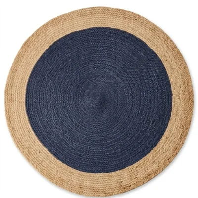 e Sonia Collections™ Handcrafted Round Jute Rug Sonia Collections™ Handcrafted Round Jute Rug – Navy Blue & Natural Braided Area Carpet