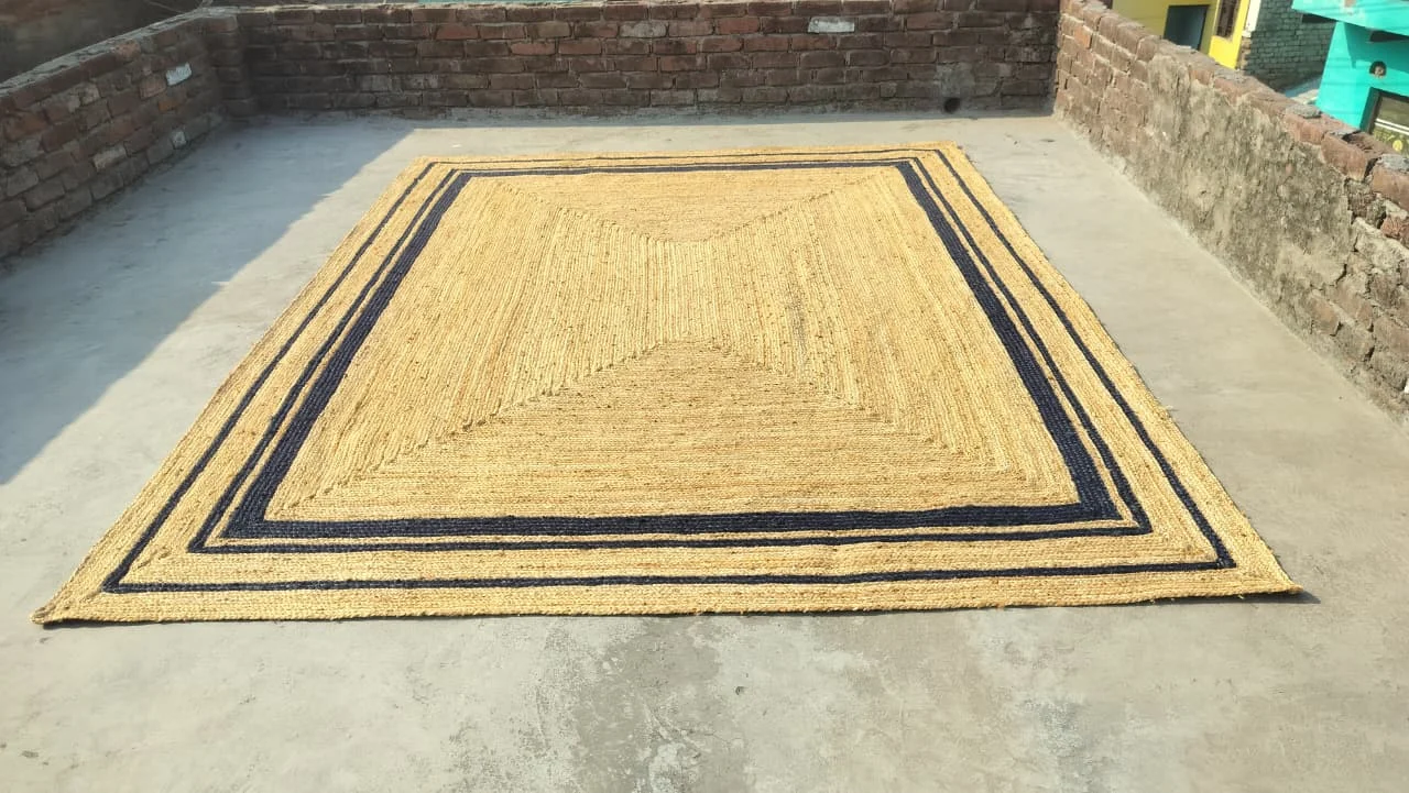 Handwoven Natural Jute Area Rug Modern Farmhouse Rug