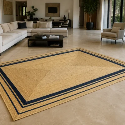 Handwoven Natural Jute Area Rug Modern Farmhouse Rug