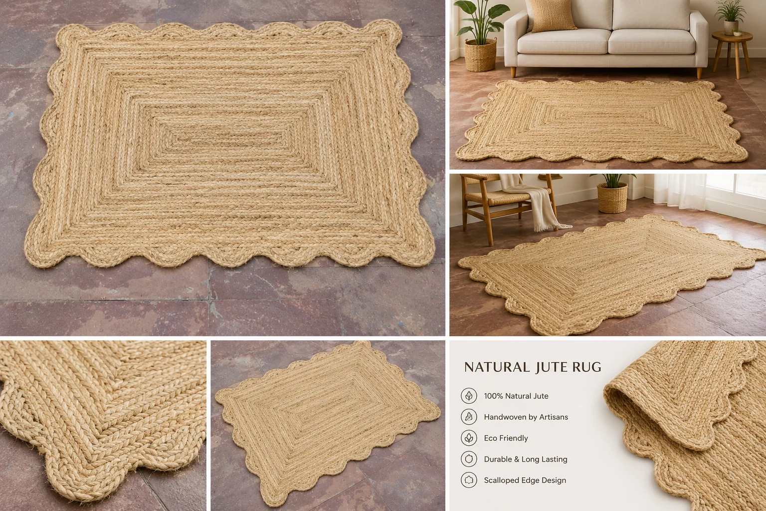 Boho Farmhouse Braided Eco-Friendly Floor Carpet