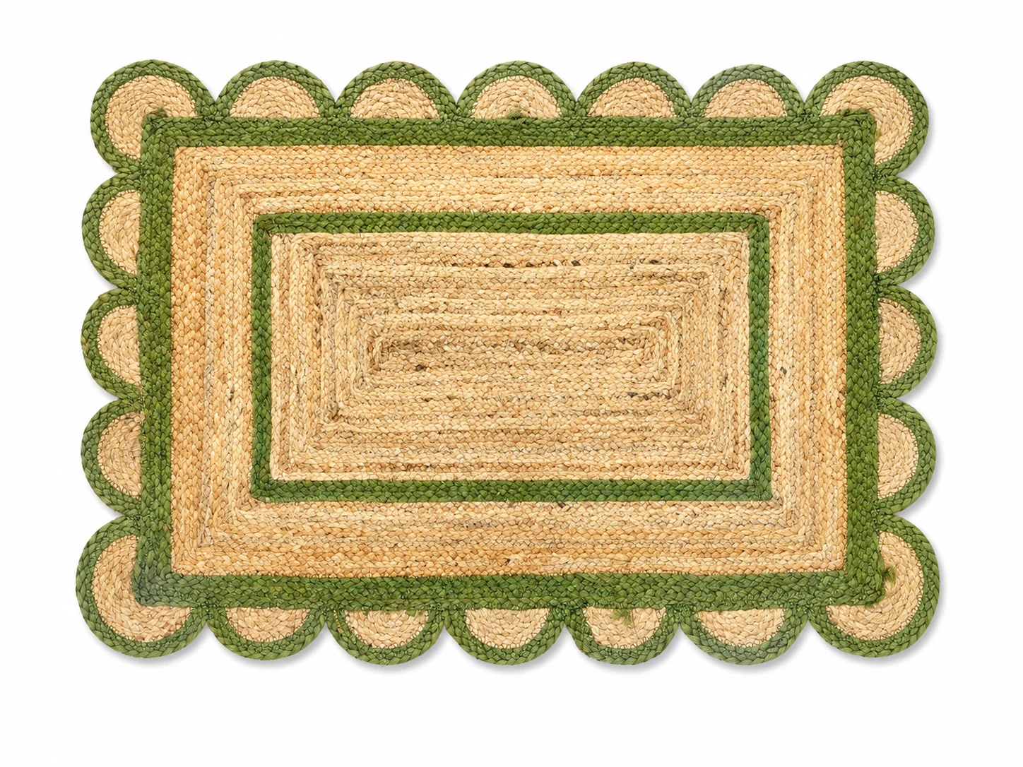 Handwoven Natural Scalloped Jute Area Rug