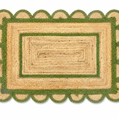 Handwoven Natural Scalloped Jute Area Rug
