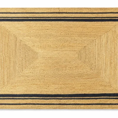 Handwoven Natural Jute Area Rug Modern Farmhouse Rug