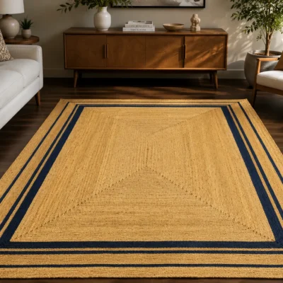 Handwoven Natural Jute Area Rug Modern Farmhouse Rug