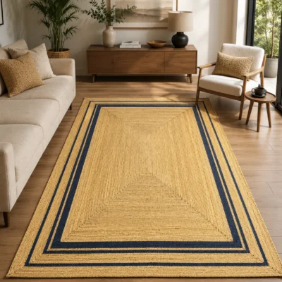 Handwoven Natural Jute Area Rug Modern Farmhouse Rug