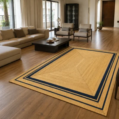 Handwoven Natural Jute Area Rug Modern Farmhouse Rug