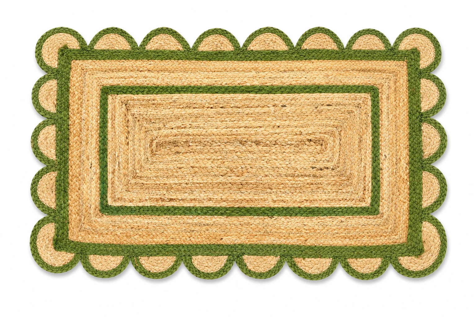 Handwoven Natural Scalloped Jute Area Rug