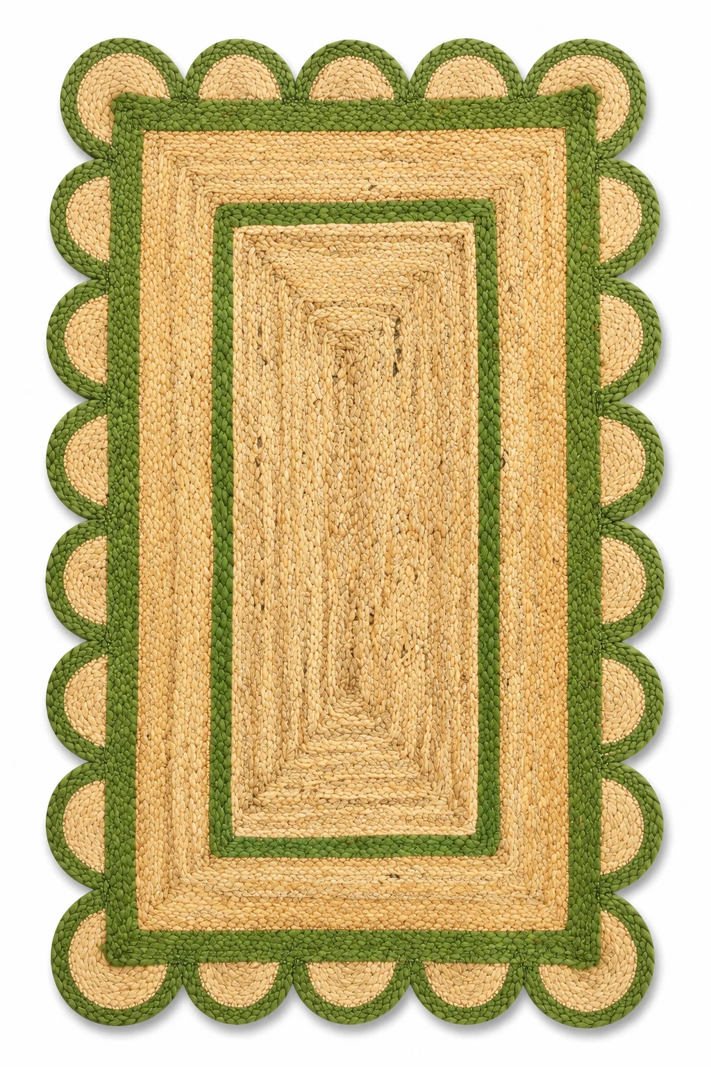Handwoven Natural Scalloped Jute Area Rug