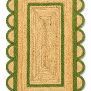 Handwoven Natural Scalloped Jute Area Rug