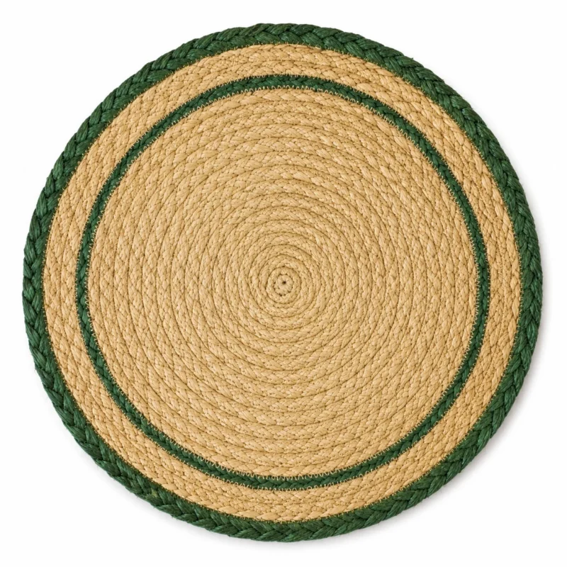 1965294a-9181-4868-ab01-48415cb1f047 Natural Green Round Jute Rug | Handmade Boho Area Rug