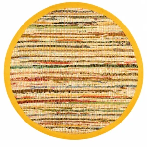 Handmade Cotton Chindi Rug – Round Multicolor Recycled Fabric Rag Rug